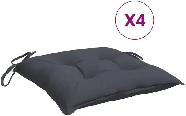Alt view image 10 of 13 - vidaXL Chair Cushions 4 pcs Anthracite 15.7"x15.7"x2.8" Fabric
