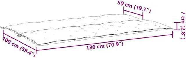 Alt view image 4 of 7 - vidaXL Indoor/Outdoor Bench Cushions 2 pcs, Patio Loveseat Cushions, Porch Swing Seat Cushions, Non-slip, Water-Repellent, Breathable, Resilient, Black 70.9"x19.7"x2.8" Oxford Fabric