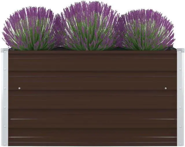 Alt view image 13 of 13 - vidaXL Raised Garden Bed Galvanized Steel Brown Planter Flower Box Outdoor