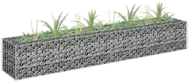 Alt view image 7 of 13 - vidaXL Gabion Raised Bed Galvanized Steel 70.9"x11.8" Planter Basket Pot Wall