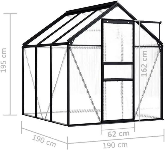 Alt view image 6 of 6 - vidaXL Greenhouse Patio Grow House Outdoor Green House Anthracite Aluminum