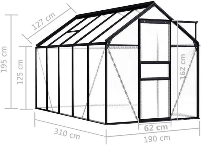 Alt view image 3 of 4 - vidaXL Greenhouse Patio Grow House Outdoor Green House Anthracite Aluminum