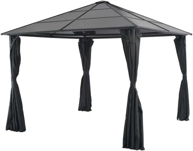 Alt view image 4 of 7 - vidaXL Gazebo Canopy Party Tent Patio Pavilion with Curtains Aluminum Black