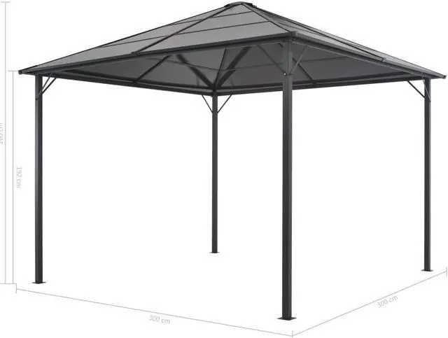 Alt view image 6 of 7 - vidaXL Gazebo Canopy Party Tent Patio Pavilion with Curtains Aluminum Black