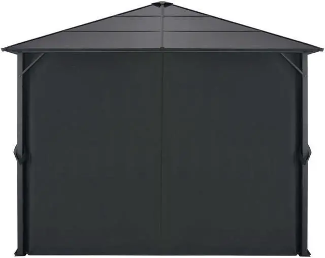 Alt view image 5 of 7 - vidaXL Gazebo Canopy Party Tent Patio Pavilion with Curtains Aluminum Black