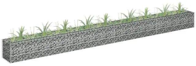 Alt view image 16 of 16 - vidaXL Gabion Raised Bed Galvanized Steel 141.7"x11.8" Planter Basket Pot Wall