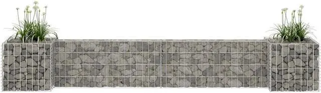 Alt view image 9 of 14 - vidaXL H-Shaped Gabion Planter Steel Wire 223.6"x15.7"x15.7"
