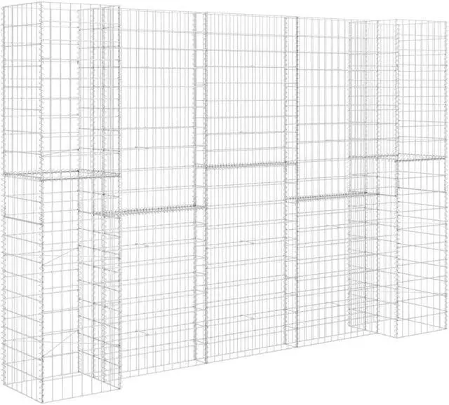 Alt view image 2 of 5 - vidaXL H-Shaped Gabion Planter Steel Wire 70.9" Flower Bed Basket Pot Garden