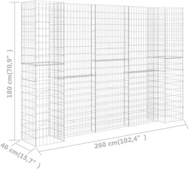 Alt view image 5 of 5 - vidaXL H-Shaped Gabion Planter Steel Wire 70.9" Flower Bed Basket Pot Garden