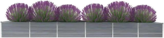 Alt view image 8 of 12 - vidaXL Garden Raised Bed Galvanized Steel 189"x31.5"x17.7" Gray