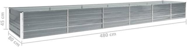 Alt view image 11 of 12 - vidaXL Garden Raised Bed Galvanized Steel 189"x31.5"x17.7" Gray