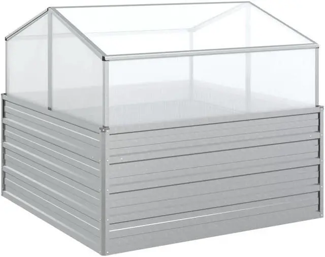 Alt view image 13 of 18 - vidaXL Cold Frame Raised Garden Bed with Cover Greenhouse Galvanized Steel
