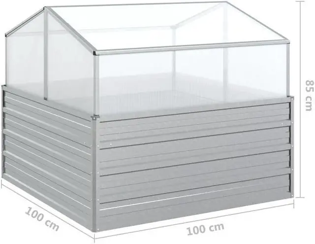 Alt view image 15 of 18 - vidaXL Cold Frame Raised Garden Bed with Cover Greenhouse Galvanized Steel