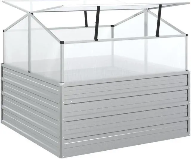 Alt view image 16 of 18 - vidaXL Cold Frame Raised Garden Bed with Cover Greenhouse Galvanized Steel