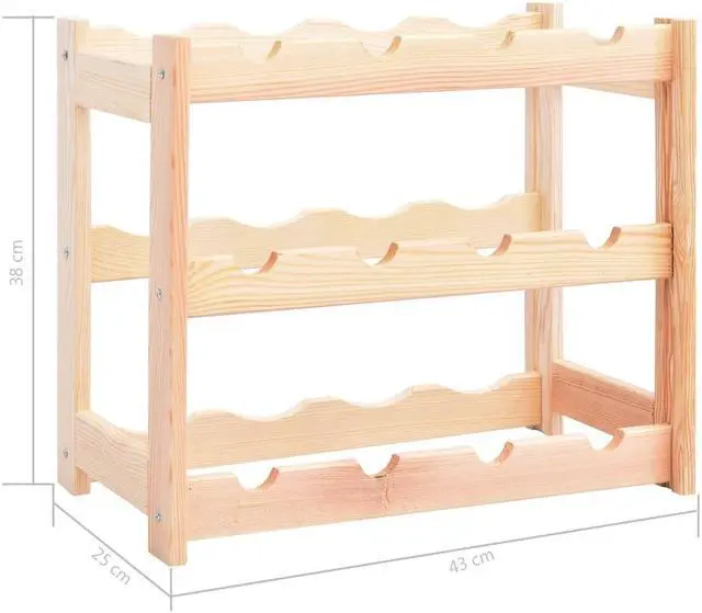 Alt view image 11 of 12 - vidaXL Wine Rack for 12 Bottles Pinewood