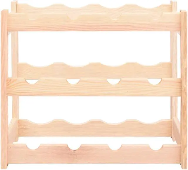 Alt view image 10 of 12 - vidaXL Wine Rack for 12 Bottles Pinewood