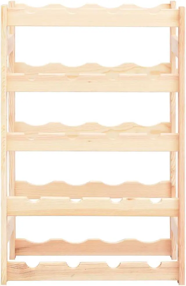 Alt view image 11 of 14 - vidaXL Wine Rack for 20 Bottles Pinewood