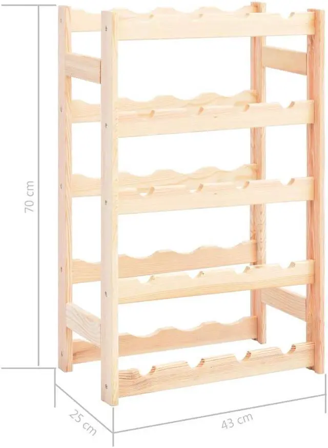Alt view image 12 of 14 - vidaXL Wine Rack for 20 Bottles Pinewood