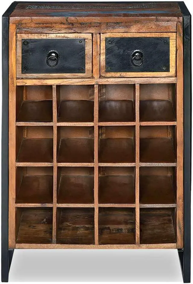 Alt view image 16 of 17 - vidaXL Wine Cabinet Bottle Holder Floor Wine Cabinet Solid Reclaimed Wood