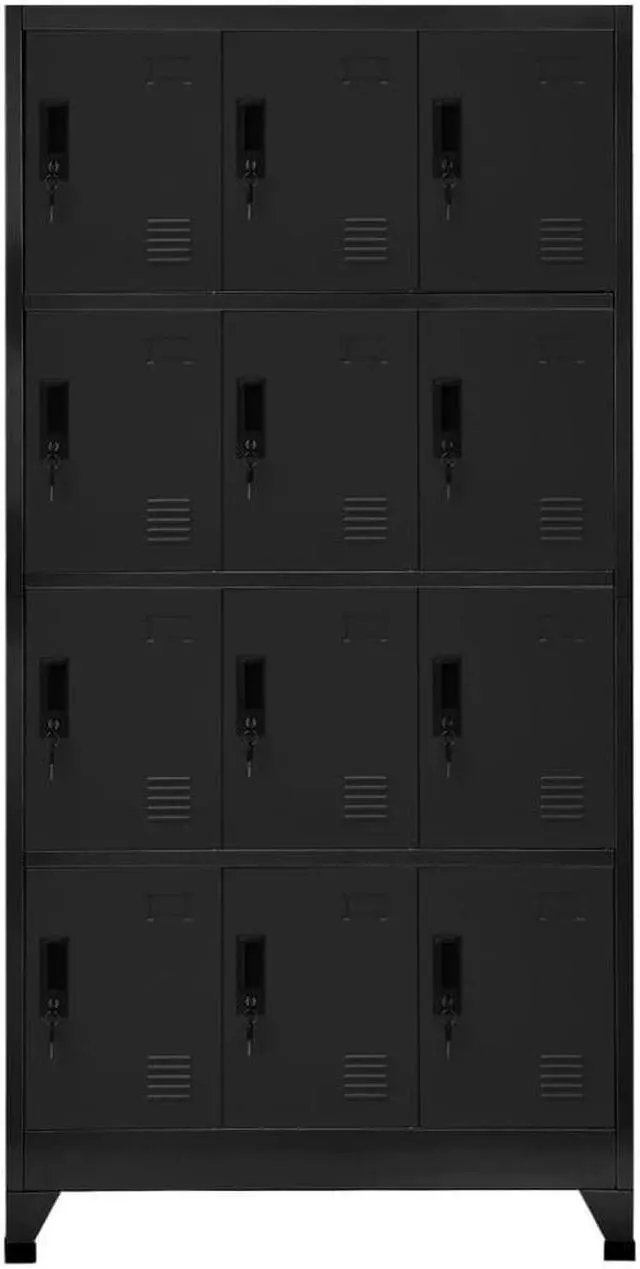 Alt view image 2 of 6 - vidaXL Locker Cabinet Home Office Storage Cabinet File Cabinet Black Steel