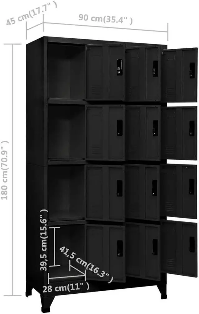 Alt view image 3 of 6 - vidaXL Locker Cabinet Home Office Storage Cabinet File Cabinet Black Steel