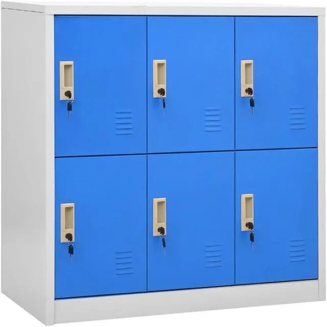 Alt view image 6 of 16 - vidaXL Locker Cabinet Storage Cabinet File Cabinet Light Gray and Blue Steel