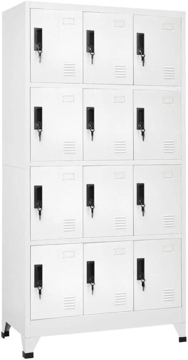 Main image of vidaXL Locker Cabinet Home Office Storage Cabinet File Cabinet White Steel