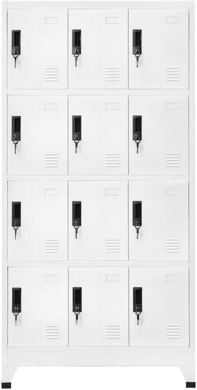 Alt view image 2 of 6 - vidaXL Locker Cabinet Home Office Storage Cabinet File Cabinet White Steel