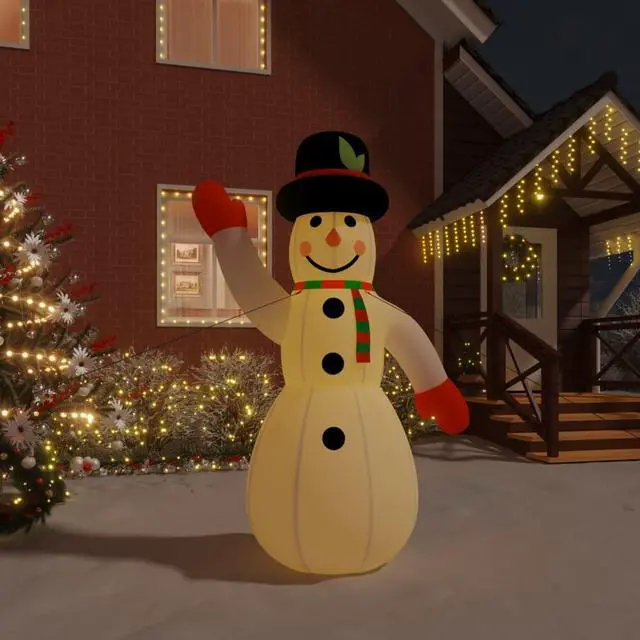 Alt view image 7 of 12 - vidaXL Christmas Inflatable Snowman with LEDs 145.7"