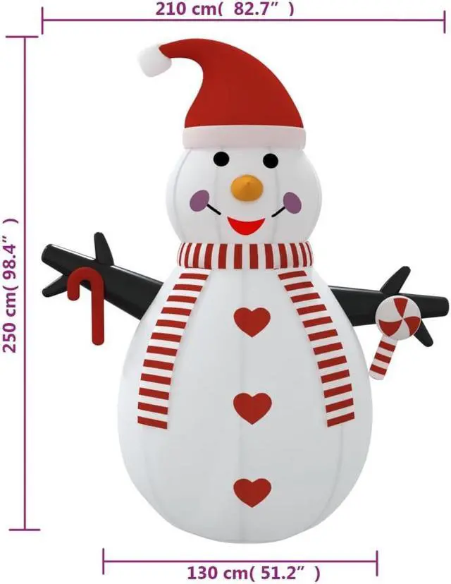 Alt view image 12 of 14 - vidaXL Inflatable Snowman with LEDs 8 ft