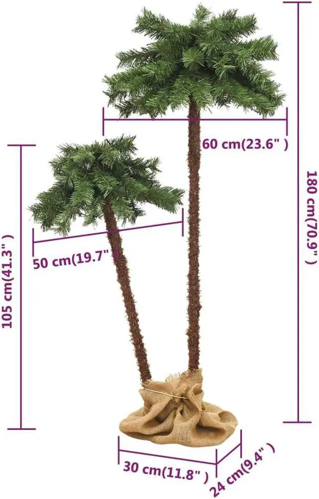 Alt view image 14 of 16 - vidaXL Artificial Double Palm Tree with LEDs 41.3"&70.9"
