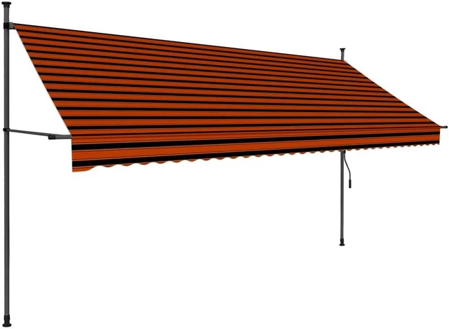 Alt view image 6 of 16 - vidaXL Manual Retractable Awning with LED 137.8" Orange and Brown
