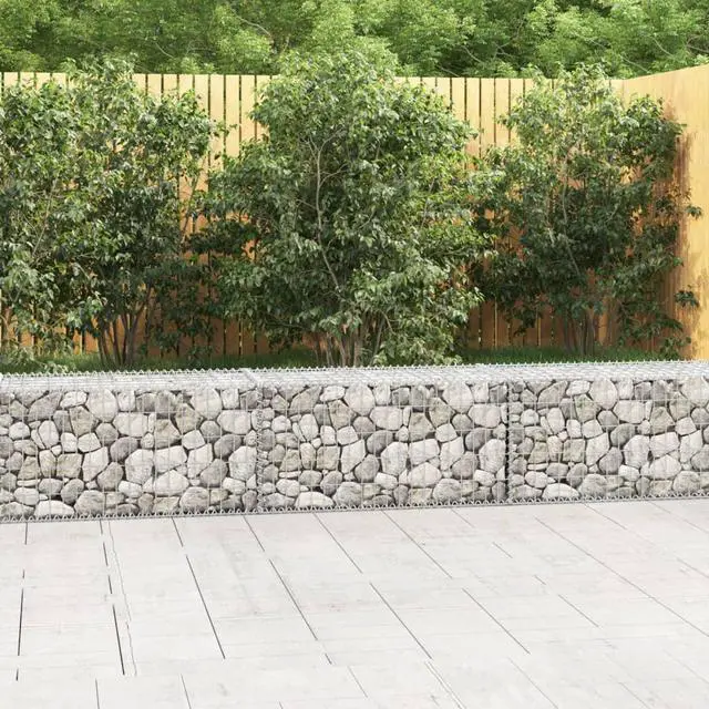 Alt view image 6 of 12 - vidaXL Gabion Wall with Covers Galvanized Steel 118"x19.7"x19.7" Garden Fence