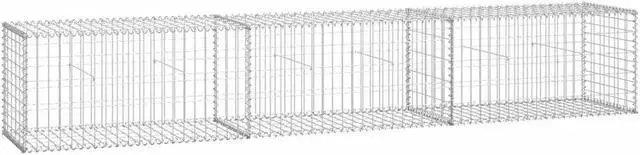 Alt view image 7 of 12 - vidaXL Gabion Wall with Covers Galvanized Steel 118"x19.7"x19.7" Garden Fence