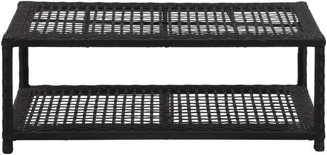 Alt view image 11 of 11 - vidaXL Shoe Rack 2-Tier Shoe Storage Organizer Shoe Shelf Black Poly Rattan
