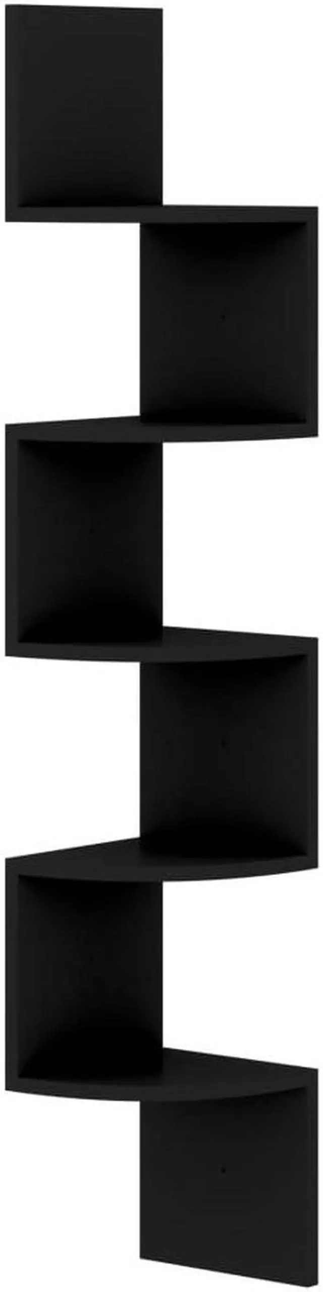 Alt view image 13 of 17 - vidaXL Wall Corner Shelf Black 7.5"x7.5"x48.4" Engineered Wood