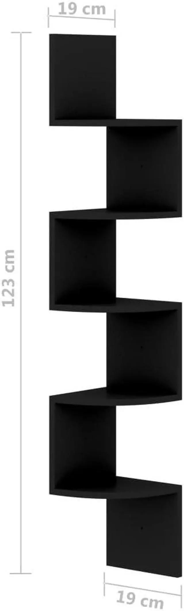 Alt view image 17 of 17 - vidaXL Wall Corner Shelf Black 7.5"x7.5"x48.4" Engineered Wood