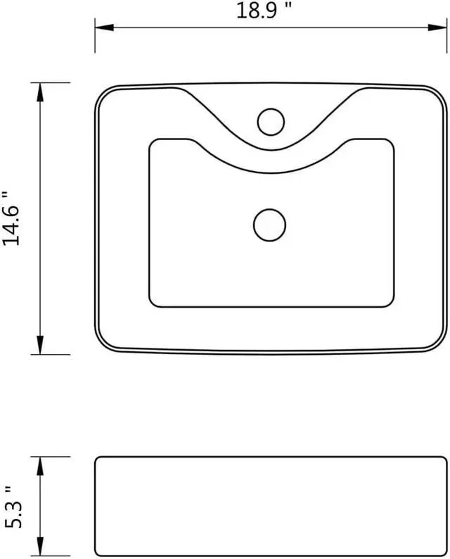 Alt view image 12 of 12 - vidaXL Ceramic Bathroom Sink Basin with Faucet Hole White Square