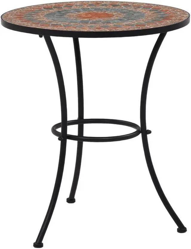 Alt view image 2 of 7 - vidaXL 3 Piece Mosaic Bistro Set Ceramic Tile Orange/Gray Balcony Table Set