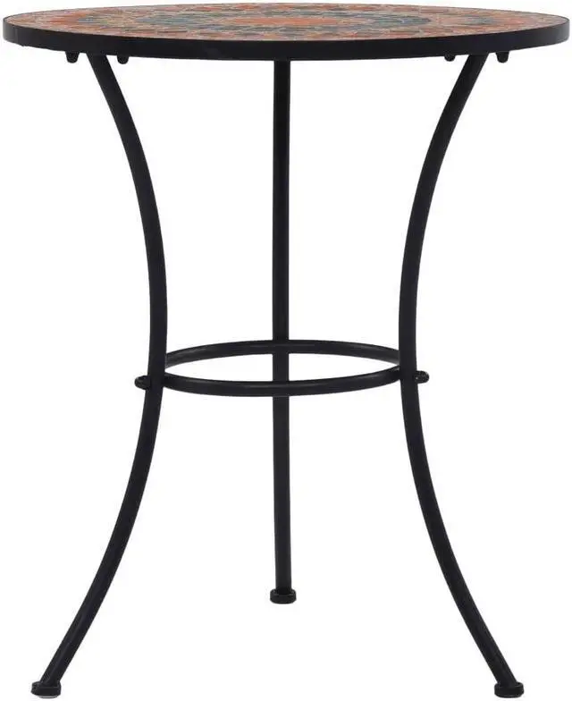 Alt view image 6 of 7 - vidaXL 3 Piece Mosaic Bistro Set Ceramic Tile Orange/Gray Balcony Table Set