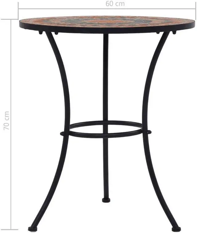 Alt view image 3 of 7 - vidaXL 3 Piece Mosaic Bistro Set Ceramic Tile Orange/Gray Balcony Table Set