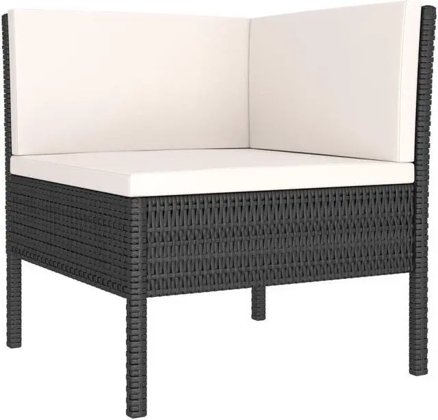 Alt view image 11 of 12 - vidaXL 3 Piece Garden Lounge Set with Cushions Poly Rattan Black
