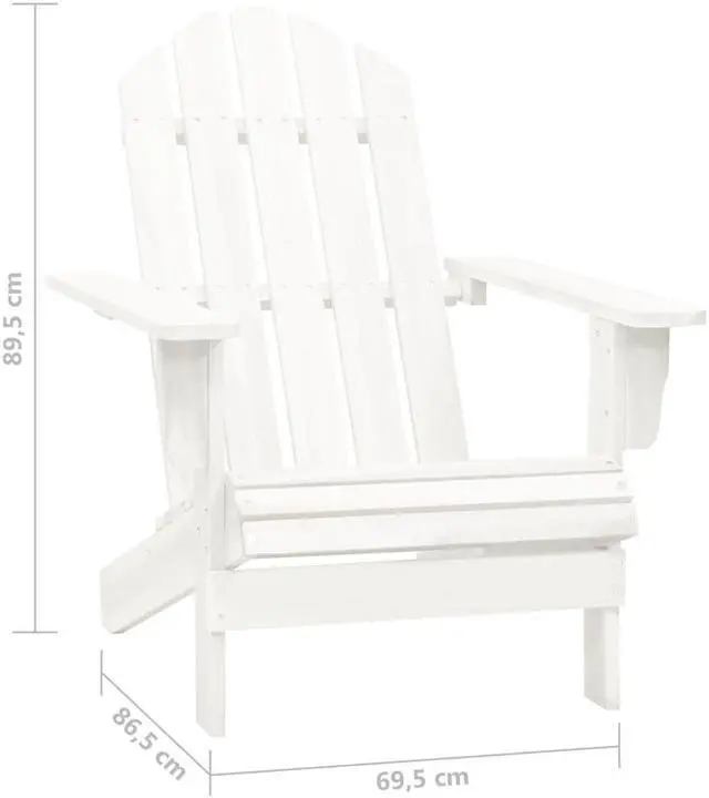 Alt view image 9 of 12 - vidaXL Patio Adirondack Chair with Table Solid Fir Wood White