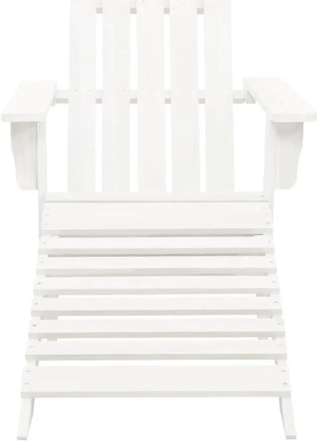 Alt view image 11 of 12 - vidaXL Patio Adirondack Chair with Ottoman&Table Solid Fir Wood White