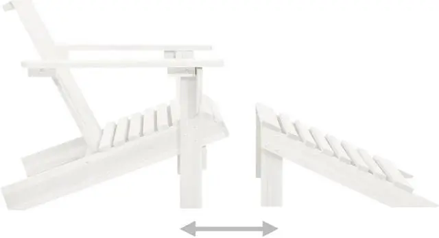 Alt view image 12 of 12 - vidaXL Patio Adirondack Chair with Ottoman&Table Solid Fir Wood White