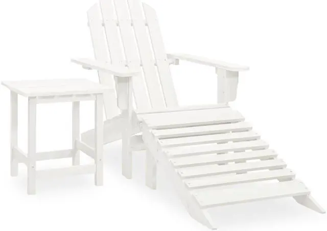 Alt view image 7 of 12 - vidaXL Patio Adirondack Chair with Ottoman&Table Solid Fir Wood White