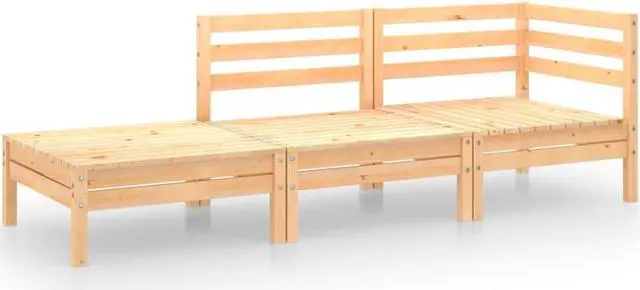Alt view image 11 of 15 - vidaXL 3 Piece Patio Lounge Set Solid Pinewood