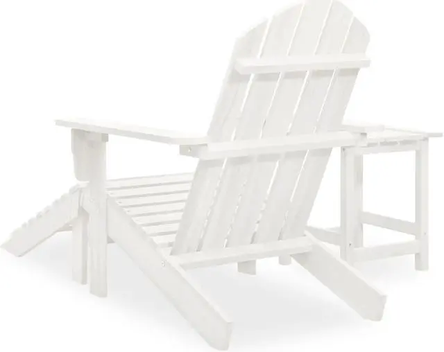 Alt view image 10 of 12 - vidaXL Patio Adirondack Chair with Ottoman&Table Solid Fir Wood White