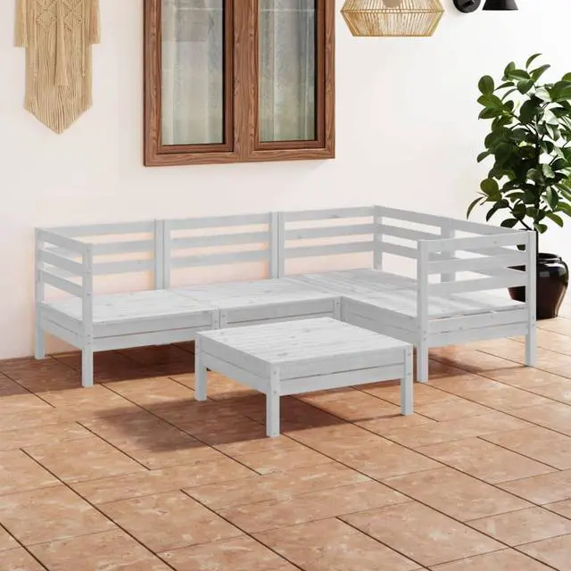 Main image of vidaXL Patio Furniture Set 5 Piece Sectional Sofa Set Solid Wood Pine White