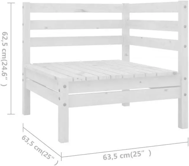 Alt view image 6 of 6 - vidaXL Patio Furniture Set 5 Piece Sectional Sofa Set Solid Wood Pine White